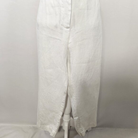 Vanity Made in Italy 100% Linen White Cropped Zip Button Front Pants Size 4XL - Picture 3 of 15